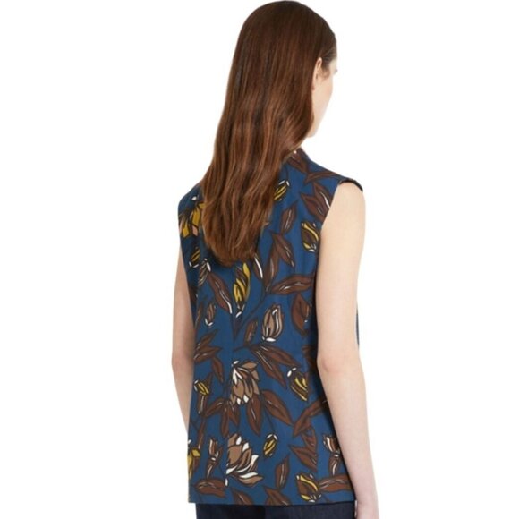 NWT 'S MAX MARA US 2 IT 36 Floral Print Poptop 100% Cotton Poplin Sleeveless Top - Picture 7 of 7